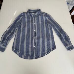 Lola River Blue White Stripe Cotton Button Up Casual Shirt Size XS